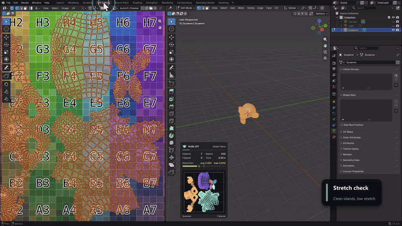 Analyze UVs and distortion heatmap