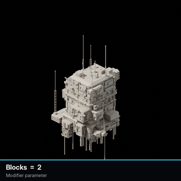 Moving the parameters changes the building's size, modules and detail